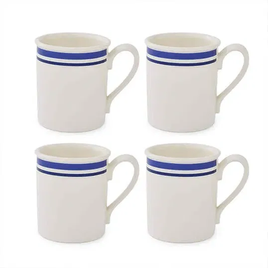 Portmeirion Potters Stripe Set of 4 Breakfast Mugs Blue