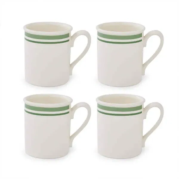 Portmeirion Potters Stripe Set of 4 Breakfast Mugs Green
