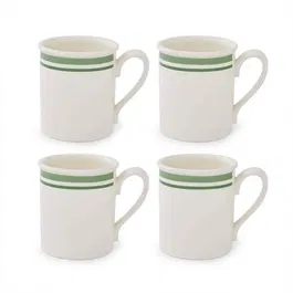 Portmeirion Potters Stripe Set of 4 Breakfast Mugs Green