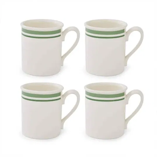 Portmeirion Potters Stripe Set of 4 Breakfast Mugs Green