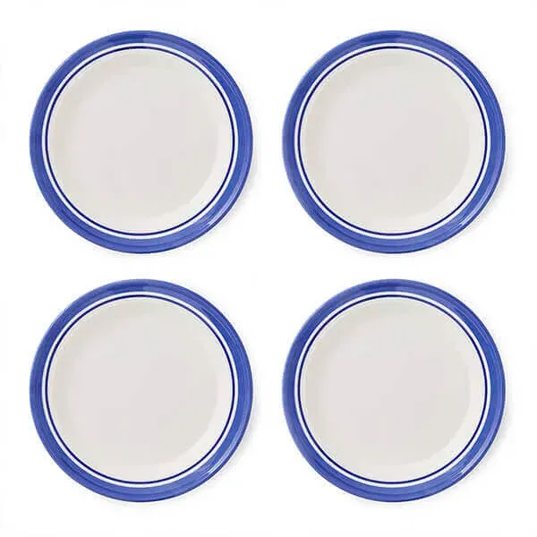 Portmeirion Potters Stripe Set of 4 25.4cm Plates Blue