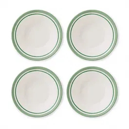 Portmeirion Potters Stripe Set of 4 Oatmeal Bowls Green