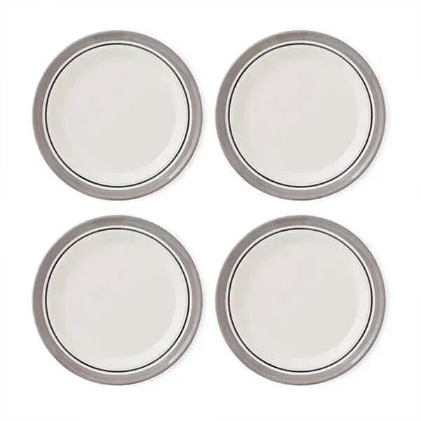 Portmeirion Potters Stripe Set of 4 25cm Plates Grey