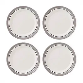 Portmeirion Potters Stripe Set of 4 25cm Plates Grey