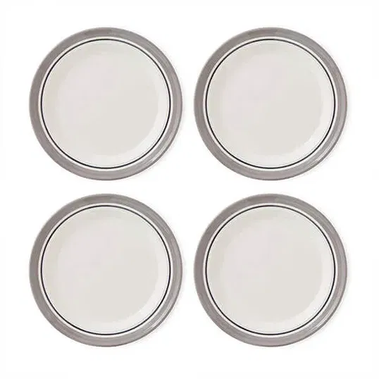 Portmeirion Potters Stripe Set of 4 25cm Plates Grey