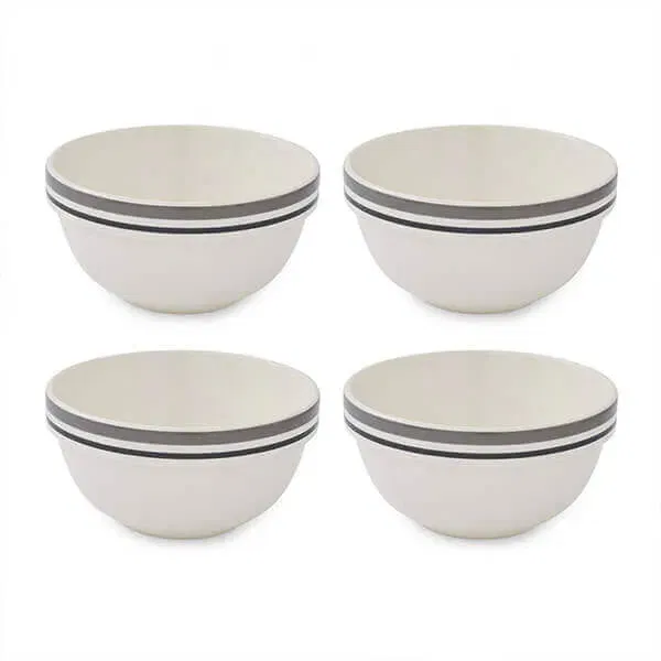 Portmeirion Potters Stripe Set of 4 14cm Stacking Bowls Grey