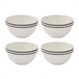 Portmeirion Potters Stripe Set of 4 14cm Stacking Bowls Grey