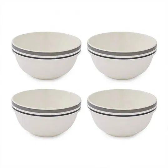 Portmeirion Potters Stripe Set of 4 14cm Stacking Bowls Grey