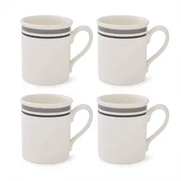 Portmeirion Potters Stripe Set of 4 Breakfast Mugs Grey