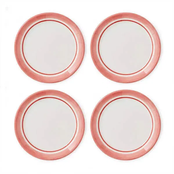 Portmeirion Potters Stripe Set of 4 12.5cm Bread Plates Red