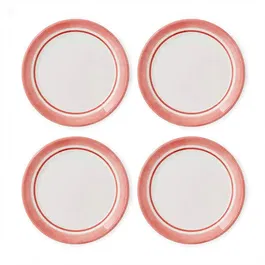 Portmeirion Potters Stripe Set of 4 12.5cm Bread Plates Red