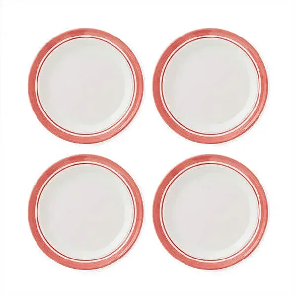 Portmeirion Potters Stripe Set of 4 25cm Plates Red