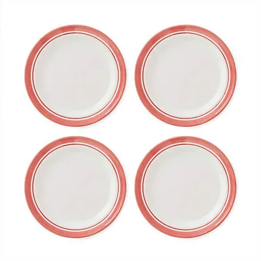 Portmeirion Potters Stripe Set of 4 25cm Plates Red