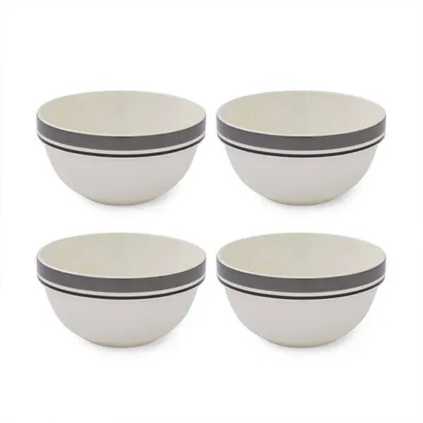 Portmeirion Potters Stripe Set of 4 18cm Stacking Bowls Grey