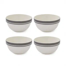 Portmeirion Potters Stripe Set of 4 18cm Stacking Bowls Grey