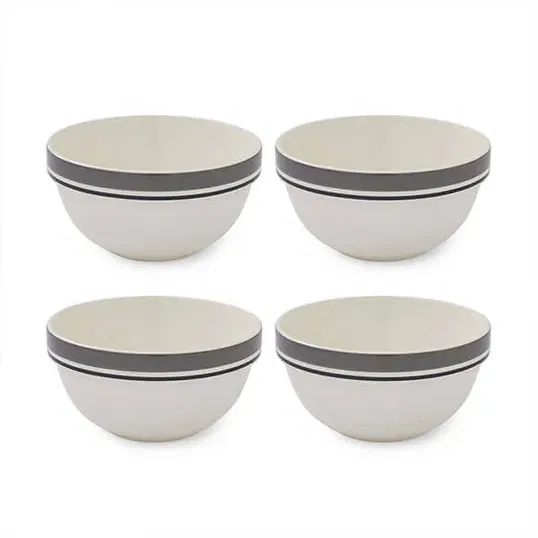 Portmeirion Potters Stripe Set of 4 18cm Stacking Bowls Grey