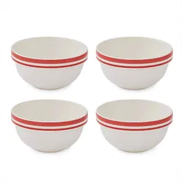 Portmeirion Potters Stripe Set of 4 12.5cm Stacking Bowls Red