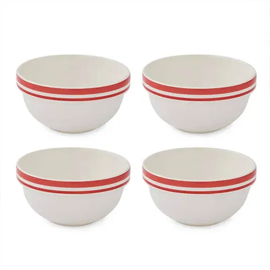 Portmeirion Potters Stripe Set of 4 12.5cm Stacking Bowls Red