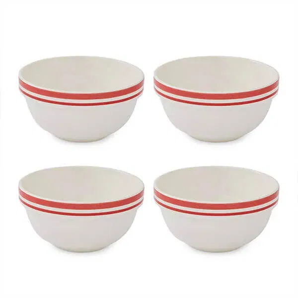 Portmeirion Potters Stripe Set of 4 14cm Stacking Bowls Red