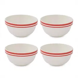 Portmeirion Potters Stripe Set of 4 14cm Stacking Bowls Red