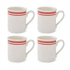 Portmeirion Potters Stripe Set of 4 Breakfast Mugs Red
