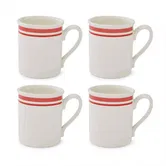 Portmeirion Potters Stripe Set of 4 Breakfast Mugs Red