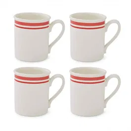 Portmeirion Potters Stripe Set of 4 Breakfast Mugs Red