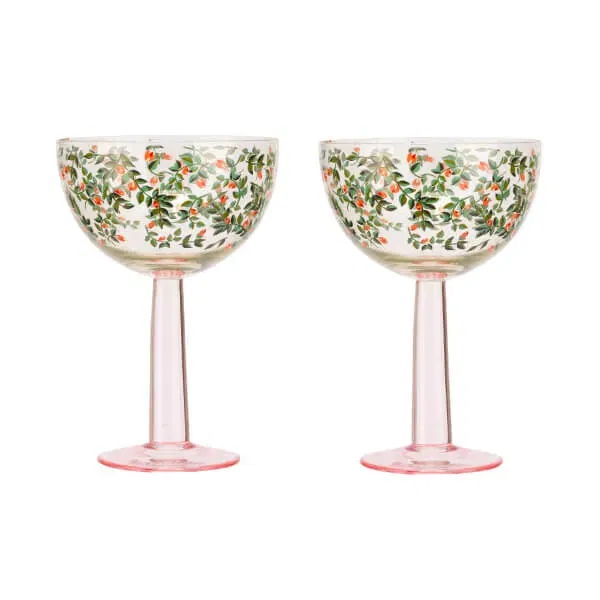 Cath Kidston Dolly Rose Set of 2 Champagne Coupes