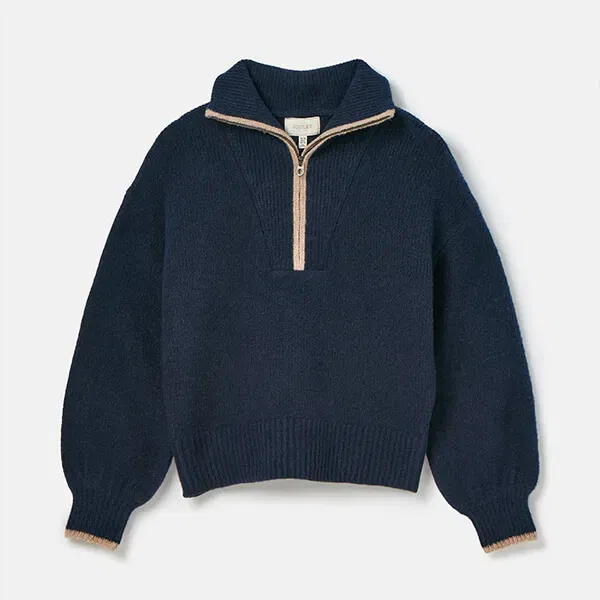 Joules Navy Elmore Knitted Quarter Zip Jumper