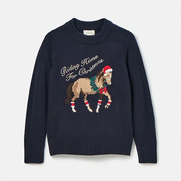 Joules Navy Horse Noelle Intarsia Festive Jumper