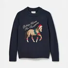 Joules Navy Horse Noelle Intarsia Festive Jumper