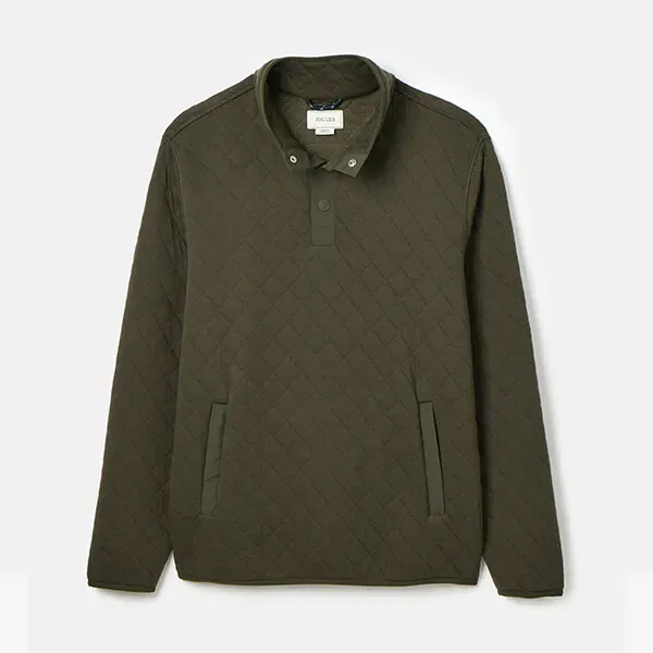 Joules Mens Green Malton Quilted Jersey Pullover Sweatshirt