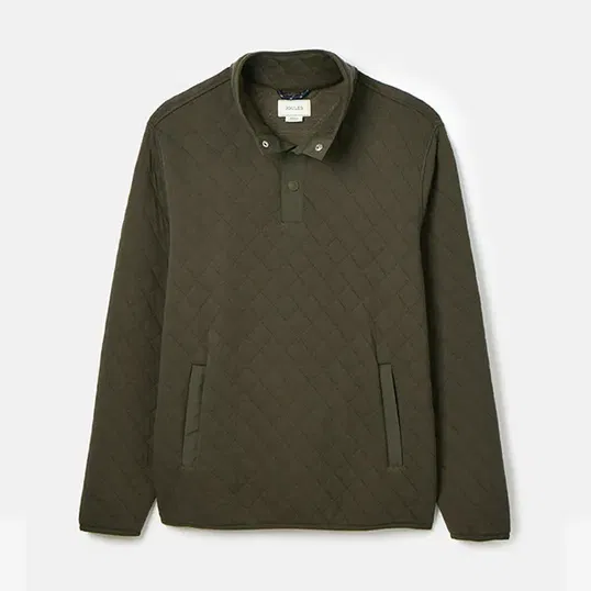 Joules Mens Green Malton Quilted Jersey Pullover Sweatshirt