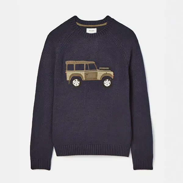 Joules Mens Navy Applique 4X4 Knitted Jumper