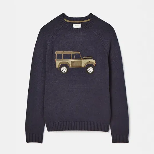 Joules Mens Navy Applique 4X4 Knitted Jumper