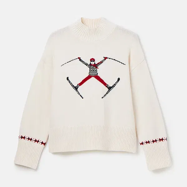 Joules Cream Abigail High Neck Intarsia Ski Jumper