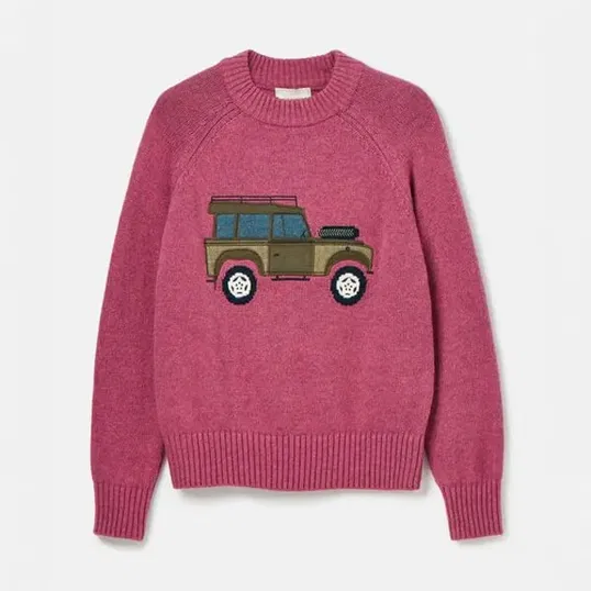 Joules Pink Rutland Applique 4X4 Knitted Jumper