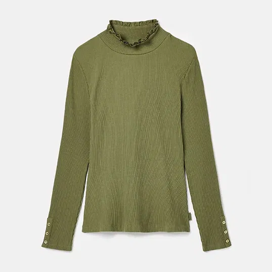 Joules Green Amy Long Sleeve High Neck Top