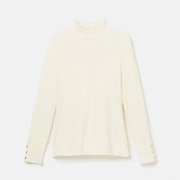 Joules Cream Amy Long Sleeve High Neck Top