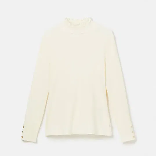 Joules Cream Amy Long Sleeve High Neck Top