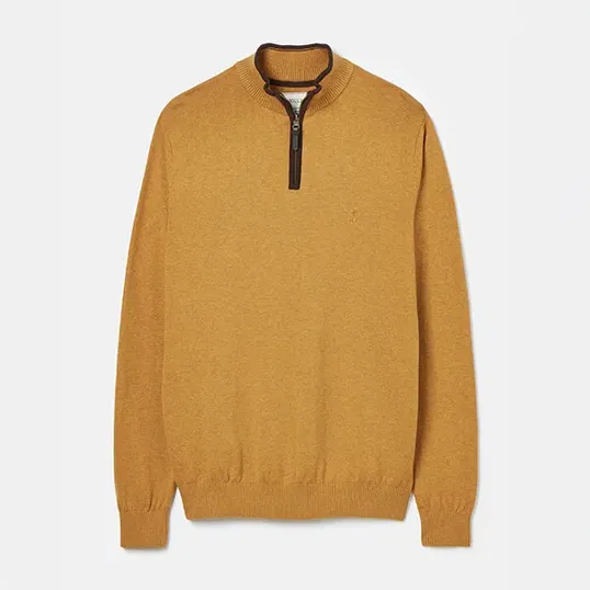 Joules Mens Yellow Hillside Quarter Zip Knit Jumper