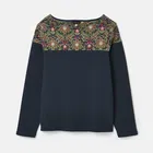 Joules Navy Damask New Harbour Long Sleeve Breton Top