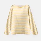 Joules Cream Gold Stripe New Harbour Long Sleeve Breton Top