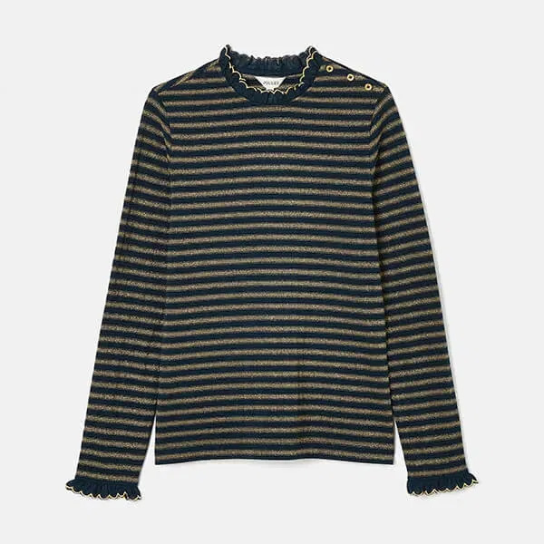Joules Navy Sparkle Stripe Grace Long Sleeve Top