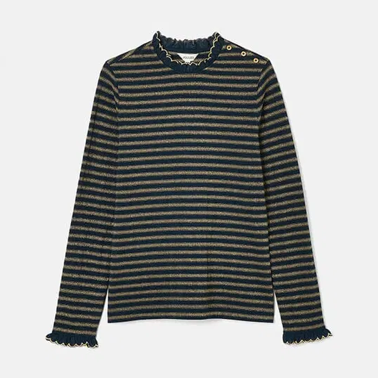 Joules Navy Sparkle Stripe Grace Long Sleeve Top