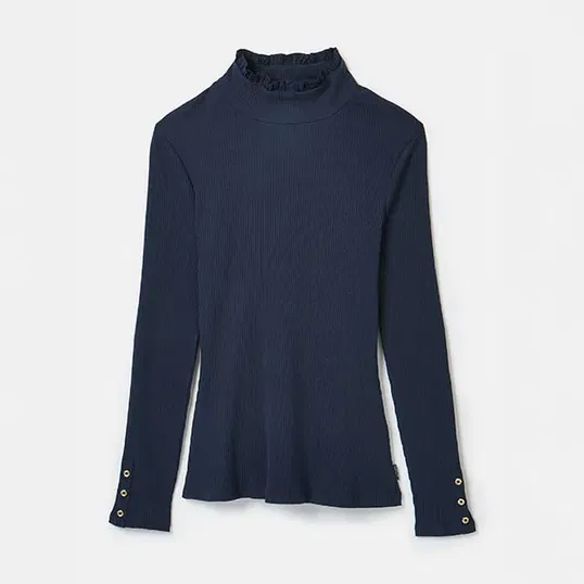 Joules Navy Amy Long Sleeve High Neck Top