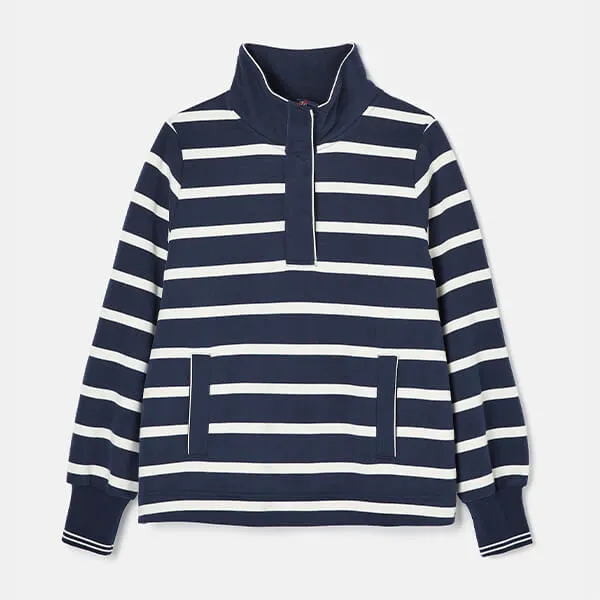 Joules Navy Stripe Burnham Quarter Zip Sweatshirt