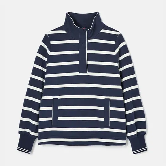 Joules Navy Stripe Burnham Quarter Zip Sweatshirt