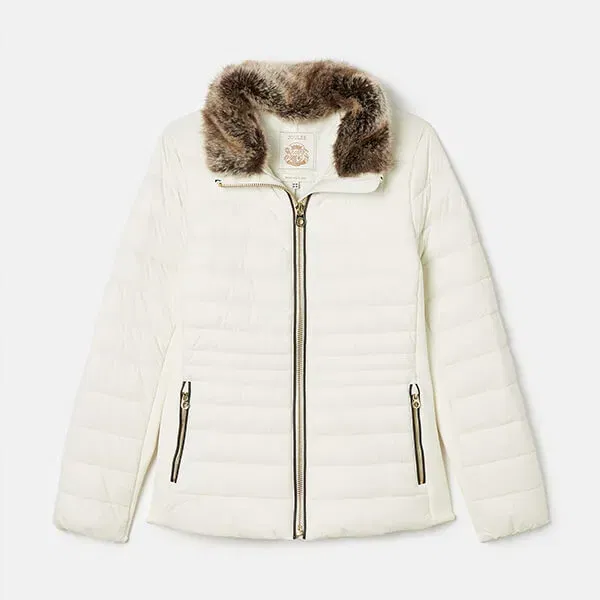 Joules White Beckley Padded Showerproof Jacket