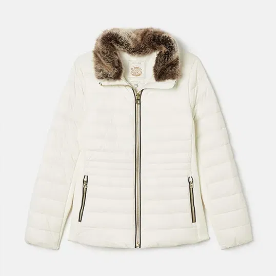 Joules White Beckley Padded Showerproof Jacket